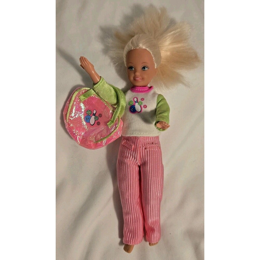Barbie 1998 STACIE Bowling party Fashion Doll 7.5"  Blonde long Hair W/ Bag